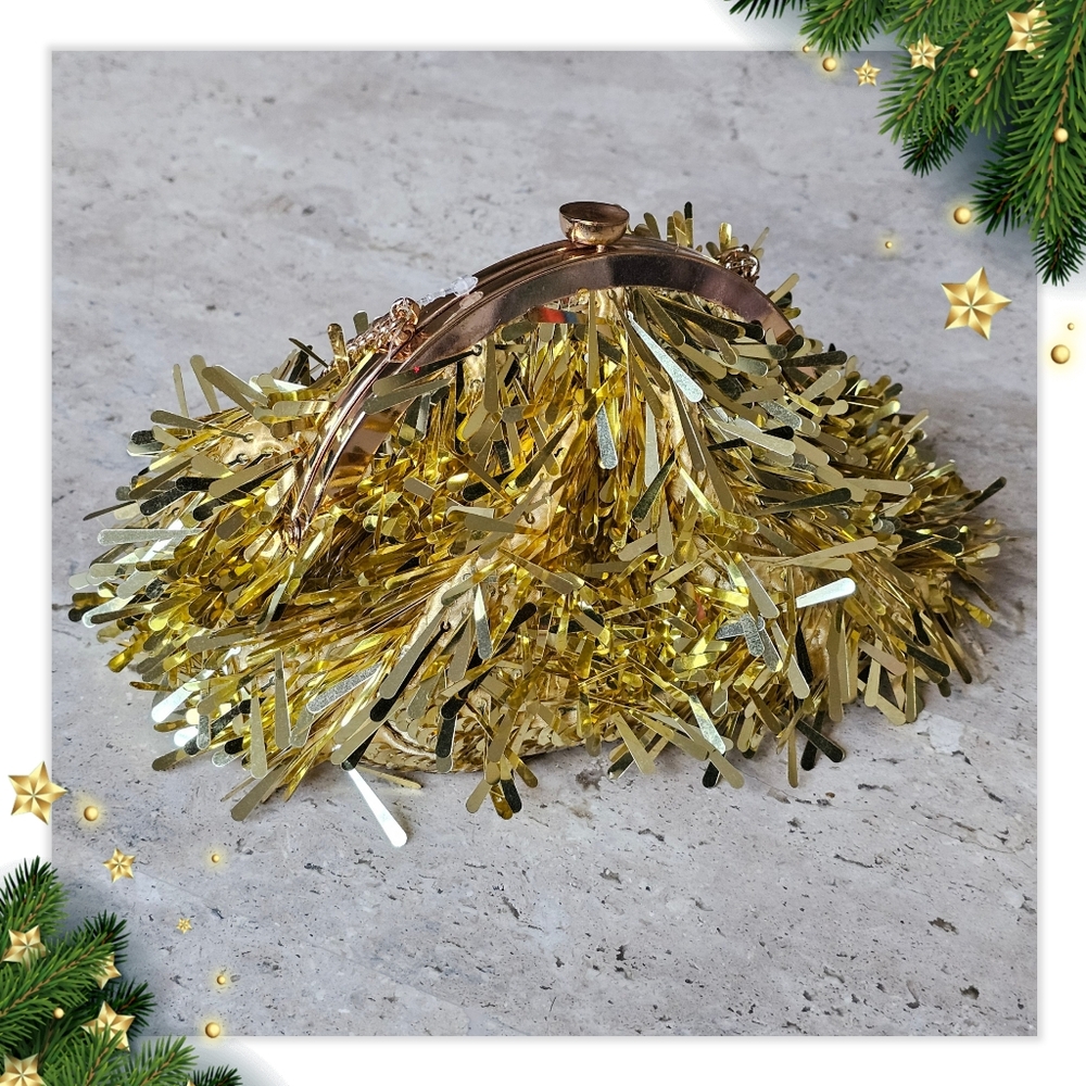 Gold Sequin Evening Party Clutch